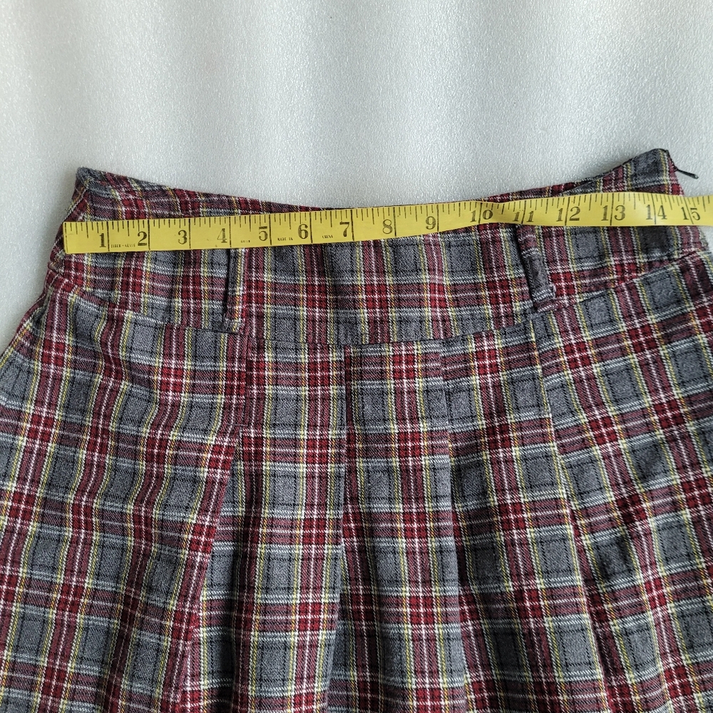 Vintage 90s Plaid Pleated Minikirt Grey Red Size 10 Grunge Punk Preppy Academia - Picture 8 of 9